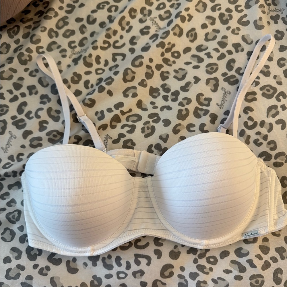 Nautica Cream Ribbed Strapless Bra